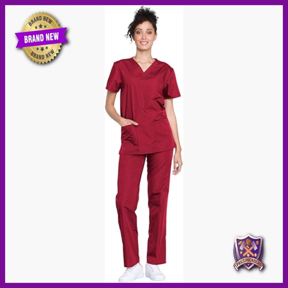 Unisex Medical Scrub Set V-Neck Top Drawstring Pant 3 Pockets 3X-Large